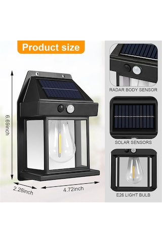 Güneş Enerjili Dış Mekan Işıkları, Alacakaranlıktan Şafağa Güneş Enerjili Duvar Aplik Hareket Sensörü, C Beyaz