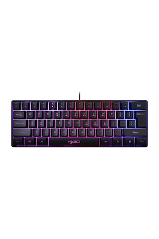 Hxsj V700 Kablolu Oyun Klavyesi Rgb Streamer Kablolu Klavye 61 Tuşlu Oyun Klavyesi Oyun/ofis Siyah