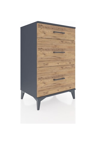 Hyperion Komodin 3 Çekmeceli 60x44x96 Antrasit-çam Antrasit