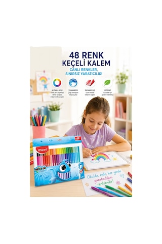 Keçeli Kalem 48 Renk 1 Paket Maped 48 Li Keçeli Kalem Canlı Ve Parlak Renkler Ocean Color Peps Yıkanabilir