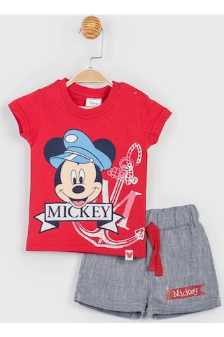 Mickey Mouse Lisanslı Kırmızı Erkek Bebek Alt Üst Takım Mc12878 Kırmızı