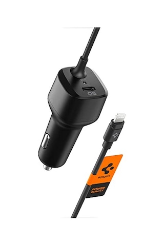 Spigen 47w Usb-c 2 Port Araç İçi Hızlı Şarj Aleti + Lightning Şarj Kablosu Güç Adaptörü Çakmaklık İphone & İpad Type-c - Acp04205 Spigen Tr li