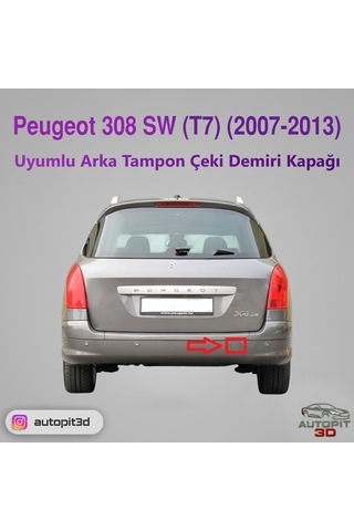 Peugeot 308 Sw T7 2007 2013 Uyumlu Arka Tampon Çeki Demiri Kapağı