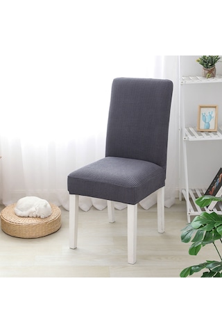 Qingmipy Kalın Esnek Polar Yemek Odası Sandalye Kılıfı - Metalik Gri, Xl Ve M Boyutlarında Gri