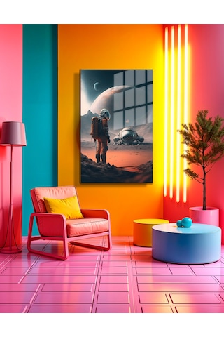 Space/uzay Yapay Zeka Özel Tasarım Cam Tablo Ofis, Mutfak Çocuk Odası, Salon 128