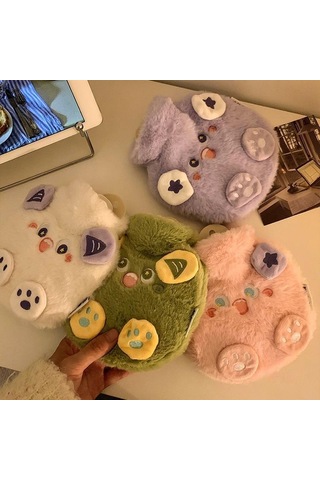 Sevimli Küçük Canavar Peluş Su Dolu Sıcak Su Şişesi-yeşil