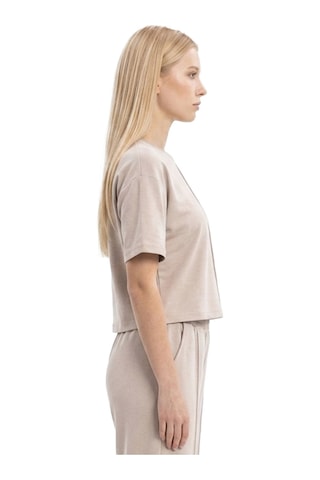 Cottonhıll Premium - Sway Collection Vizon Modal Bisiklet Yaka Nervür Dikiş Detaylı Tişört