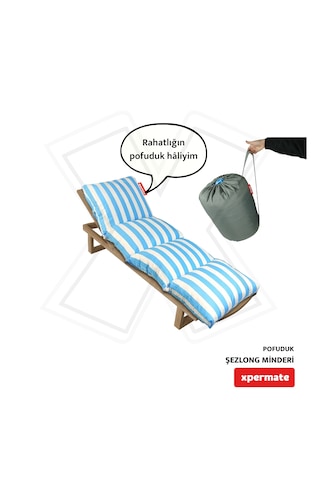Xpermate Pofuduk Şezlong Minderi 60x180x12cm Su İtici, Maviçizgil
