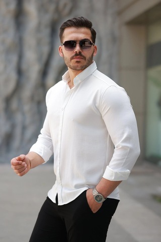 Vexor Erkek Uzun Kollu Gömlek Beyaz