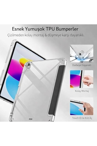İpad Air 13 İle Uyumlu 13 İnç Kılıf 2024 A2899 Kalem Koyma Bölmeli Ultra Koruma Antişok Yatay Dikey Şekillerde Sta Genel