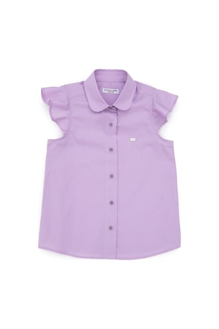 U.S. Polo Assn. Kız Çocuk Lila Fırfır Kol Detaylı Pamuk Gömlek 50306617-VR034
