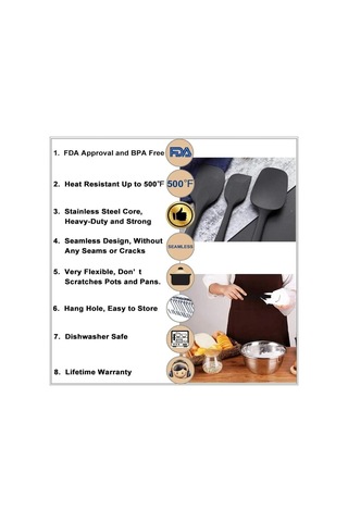 Kırmızı Wıkhostar 6 Parça Silikon Spatula Seti Gıda Sınıfı Yapışmaz Isıya Dayanıklı Spatula Turner Pişirme Pişirme Karıştırma Pişirme Araçları