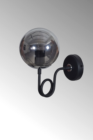 Luzarana Gali Krom-siyah Metal Gövde Füme Camlı Tasarım Aplik Sarı