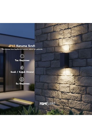 FoneLight Apliken 17 cm Çift Yönlü GU10 LED Duvar Apliği Antrasit Alüminyum IP65 Bahçe Dış Cephe Aydınlatması 14W 3000K - Seo Uyumlu