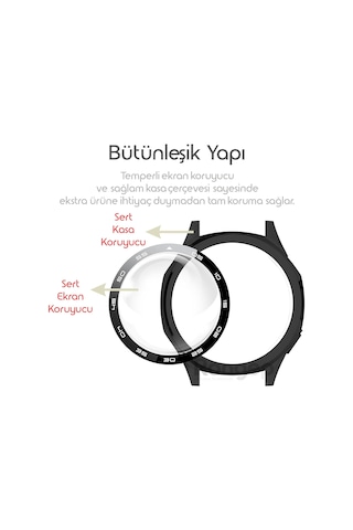 Huawei Watch Gt5 46mm İçin 2 Si 1 Arada Sert Polikarbonat Kasa Ve Ekran Koruyuculu Kılıf Dokunma Ve Netliği Etkilemeyen Çizilme Ve Darbe Önleyici Gt5 Ekran Koruyucu Kılıfı Siyah Çok Renkli