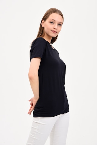 Genıus Kadın V Yaka Basic T-Shirt Lacivert