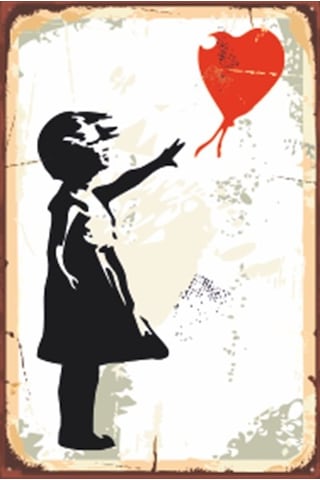 balonu kaçan kız retro ahşap poster 20x30 cm