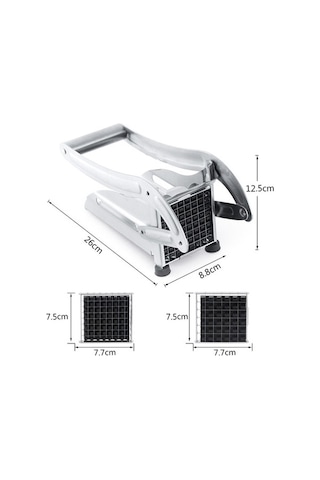 Pazly Cbtx Jd-052 Paslanmaz Çelik Patates Kızartması Kesim, Evde Kolay Kullanım Kızartma Emme Plakası Olmadan Kesilir Gri