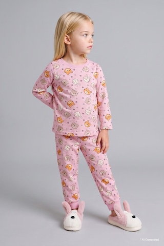 Defacto Desenli 2li Pijama Takımı Kız Bebek I3902a526auer105 Ekru-er105