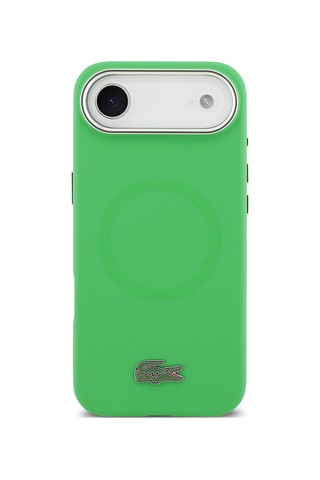 Apple Uyumlu iPhone 17 Air Kılıf Lacoste Lisanslı M-safeli İkonik Logo Metal Kamera Çerçeveli Silikon Kapak Yeşil Yeşil