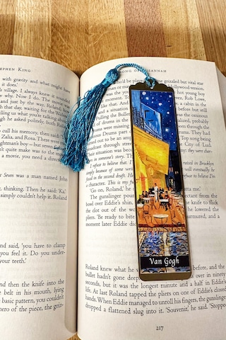 Sanatsal Tablo Temalı Metal Kitap Ayracı Van Gogh-kafe Terasta Gece