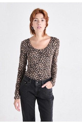 Only 15361325 Genis Yaka Leopar Desenli Kadin Body - Leopar Leopar