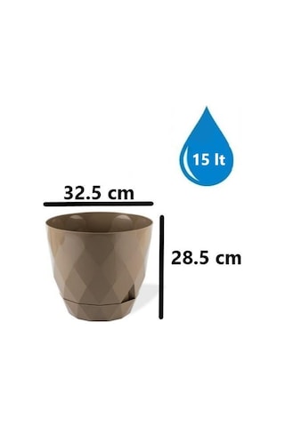 Omnipazar Krs-456 Yakamoz Tabaklı Plastik Saksı Takımı 15 Litre No 6 Kahverengi