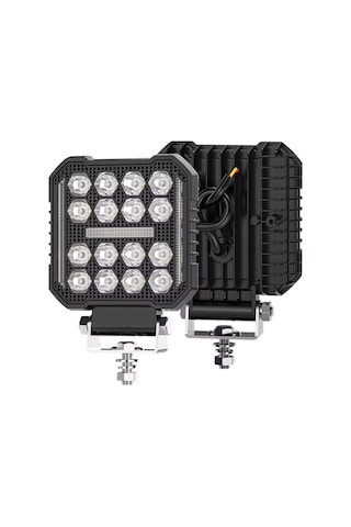 16 Ledli Piksel Model Off Road Sis Farı Beyaz-turuncu 2 Mod Çakarlı Çalışma Lambası 12-24 Volt
