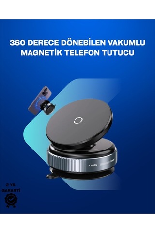 Northcity Güçlü Manyetik 360 Döner Araç Telefon Tutucu - Vakumlu Montajlı Siyah