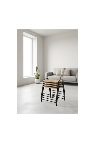 4'lü Tepsi Model Modern Sehpa Çok Renkli