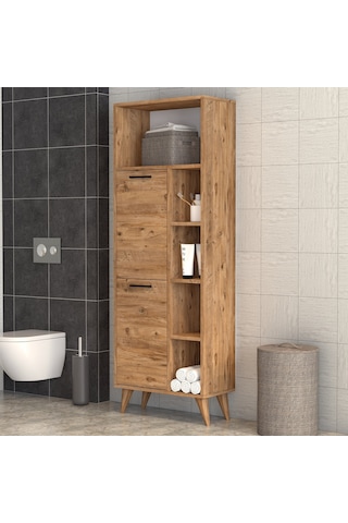 Suna İki Kapaklı 9 Raflı Banyo Dolabı Çam - Bdl0402 Çam