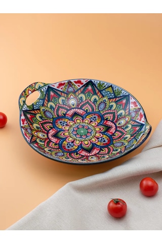 Nouvelle Sunum Ve Servis İçin Kulplu Tabak "arabesque", 400 Ml 167796044 Mavi