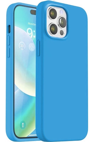 Apple Uyumlu iPhone 15 Pro Lansman Arka Kapak Silikon Kılıf Açik Mavi