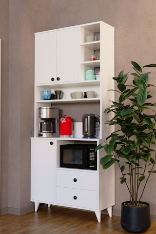 Atlas Kahve Köşesi Çok Amaçlı Dolap Beyaz Beyaz