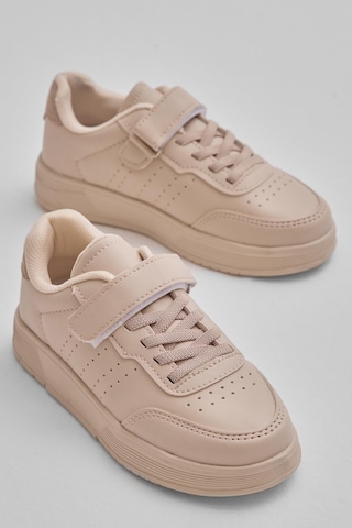 Faylon Hafif Taban Bağcıklı Çocuk Unisex Bej Günlük Spor Ayakkabı Tbprf010 Bej