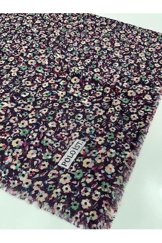 Poloist Desenli Flamalı Keten Eşarp- 05653 Mürdüm