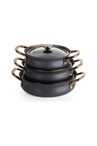 Oms Bakraç 6 Parça Granit Sahan Seti Siyah 152.3724