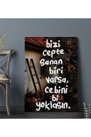 Bk Gift Vintage Klasik Sanat Esprili Sözlü Dekoratif Kanvas Tablo - 28 Çok Renkli