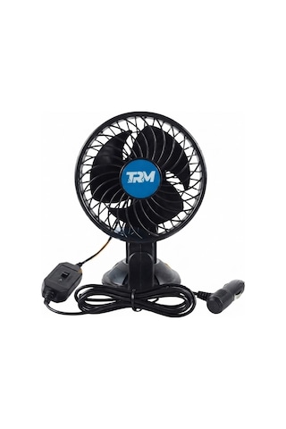 Araç İçi Vantilatör Vantuzlu Döner Başlıklı Tekli Soğutucu Fan Siyah 12v 4,5 İnç