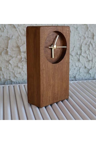 El Yapımı Ceviz Ağacı Ahşap Dekoratif Masa Saati
