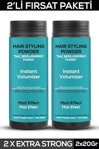 Fontenay Saç Şekillendirici Pudra Toz Wax Mat Effect Mavı 20gr X2 + Şekil Tarağı 3'lü Set