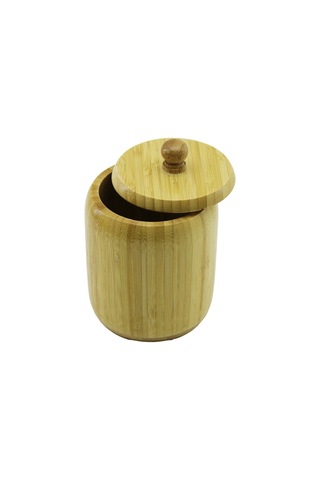 No-10 Ahşap - Bambu Şekerlik Kapaklı Çap: 9cm Derinlik: 10.5cm Bx40 Renkli
