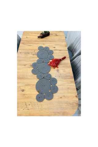 Jüt, Hasır, Dekoratif Masa Örtüsü,papatya Model Runner 30x100 Cm, Sehpa Örtüsü, Bohem Tarzı Antrasit Antrasit