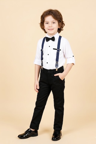 Modanino Erkek Çocuk 4'lü Takım Pantolon+gömlek+askılı Kemer+papyon 12664b Siyah