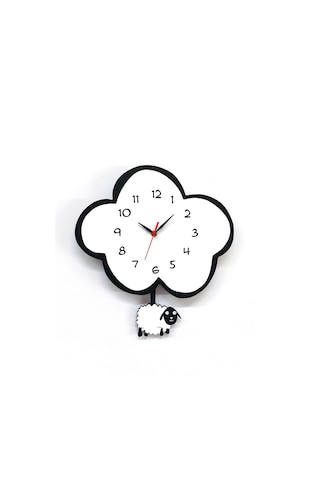 Cajuart Dekoratif Sevimli Koyun Çocuk Odası Sarkaçlı Duvar Saati