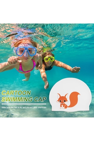 Hy08 Sevimli Karikatür Baskılı Silikon Yüzme Bonesi, Özellik: Siyah Kuğu Beyaz