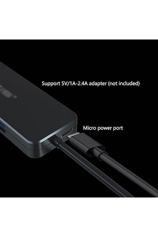 Flash Drive, Mobil Hdd Veya Diğer Usb Cihazı Siyah İçin Mikro Güç Bağlantı Noktası Ve Led Göstergesi Olan Usb Hub Usb Dock 4-port Usb 3.0 Hub