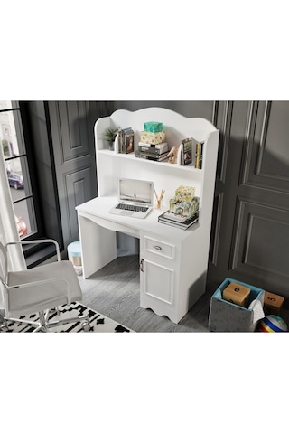 Baby Darling %100 Mdf Lisa Çalışma Masası Beyaz Üst Ünite Dahil Beyaz