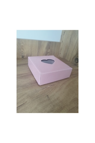 12 12 4cm 3adet Asetat Pencerli E-ticaret Hediye Kutusu Toz Pembe 3 Adet