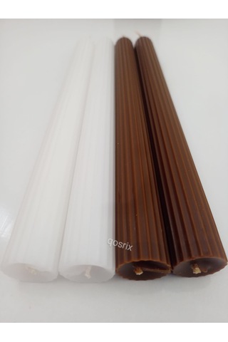 Yılbaşı Özel Serisi 4'lü Kahverengi Beyaz Şamdan Doğal Kokulu